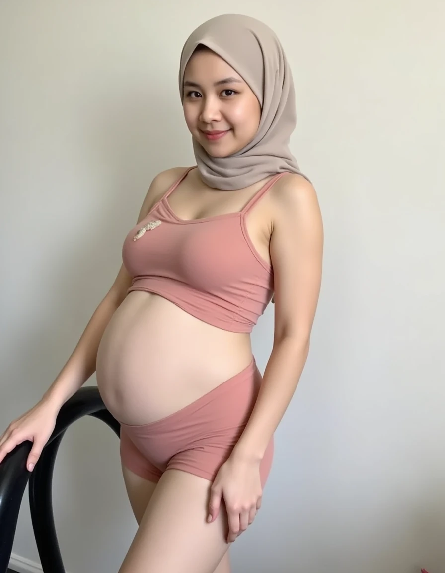 ((Chubby)), ((Straddling)), "Naked Lingerie Bra" ((Hijab Stylish)), (Malaysia female), , 8K, photottorialism, G-String, ((RED LIPSTICK))