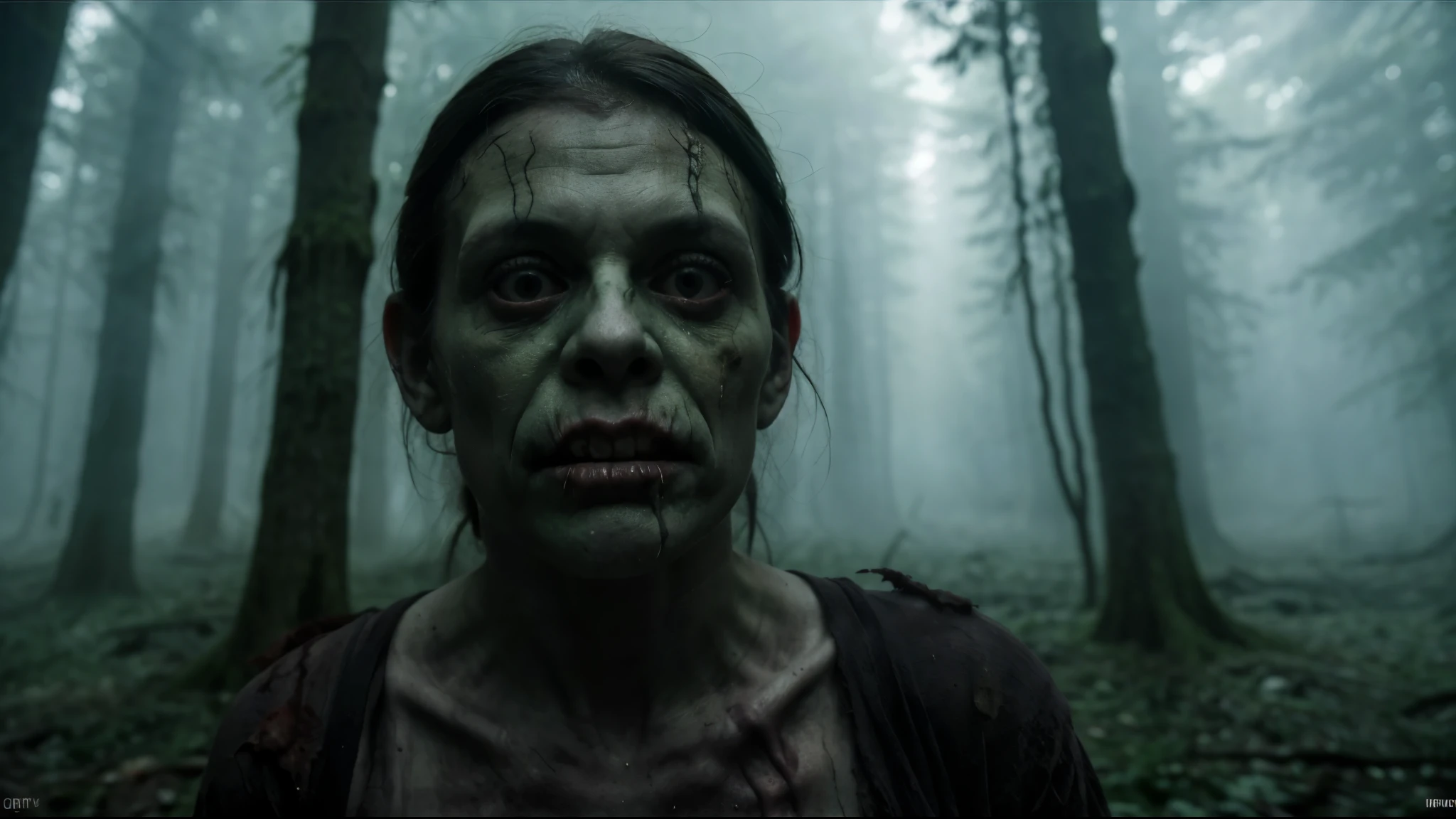 A scary Cambodian woman with red-eye and messy hair and have only the intestines, heart, and liver are attached to her necks and flying on the field 8k
 