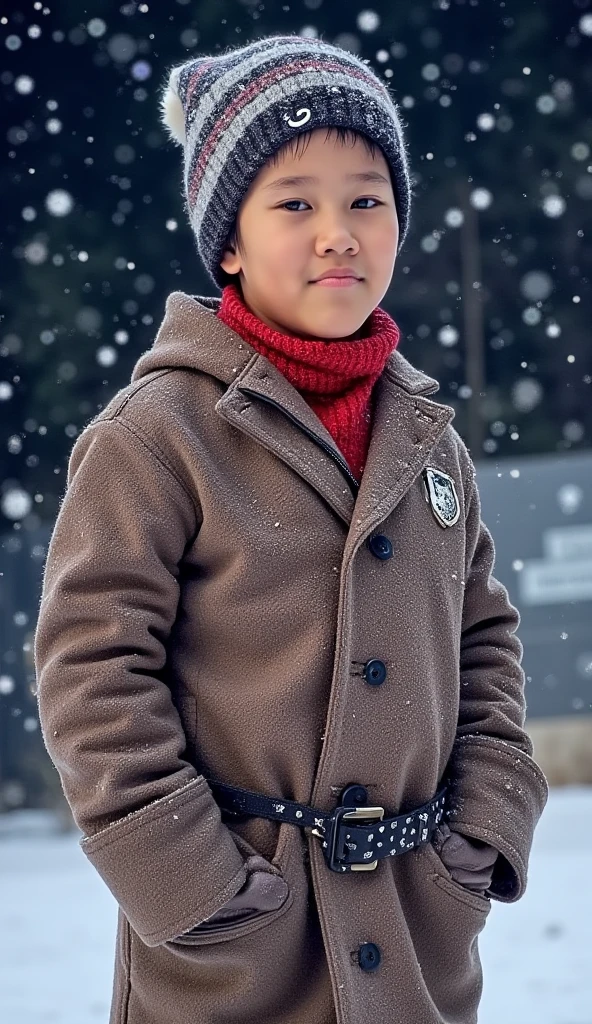 Boy from the PERUVIAN Andes  (poor)  wearing Peruvian clothes in the snow watercolor style ( at night). natphurin, a portrait photo of  boy, natural skin, high quality, 16k, masterpiece, detailed face, detailed eyes