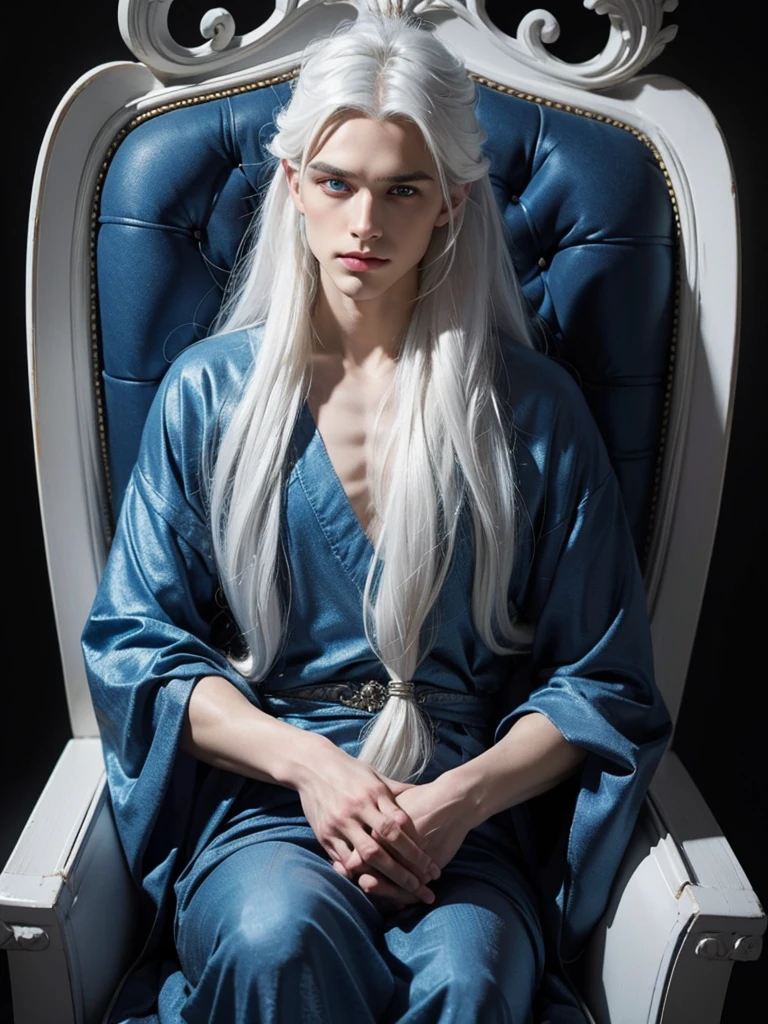 (masterpiece, best quality, 8k, dramatic, dark souls:1.5), (dark sun gwyndolin, dark souls, parasitic false god, albino, beautiful, slender androgynous male, beautiful eyes, long hair, flat chest, male crotch bulge:1.5)