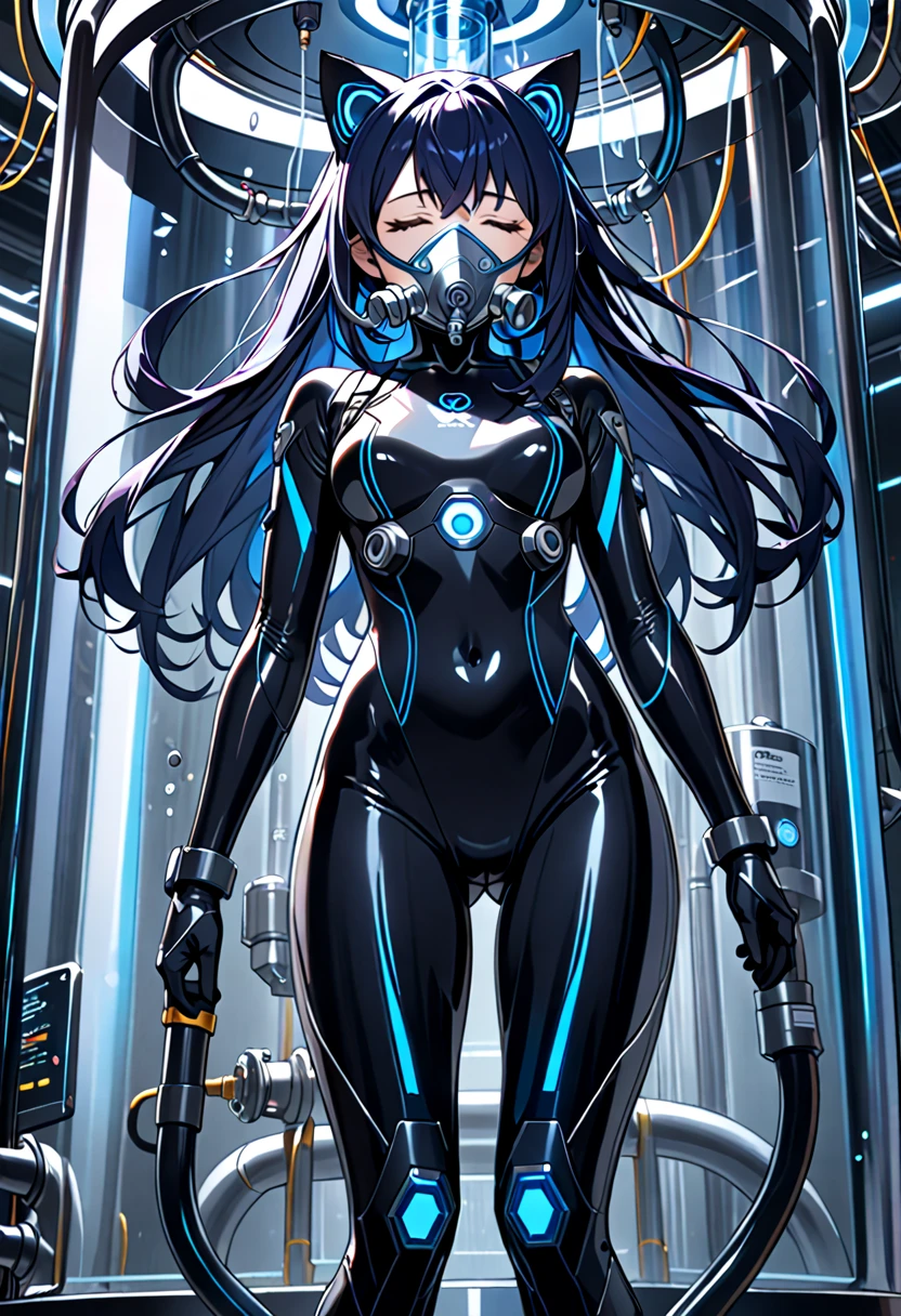 (solo girl:1.2, shot from back, dynamic pose:1.1), (Swirling Large Head:1.3), cinematic shot, dramatic lighting emphasizing shadows, texture-rich details, laser effect to add depth, best quality.