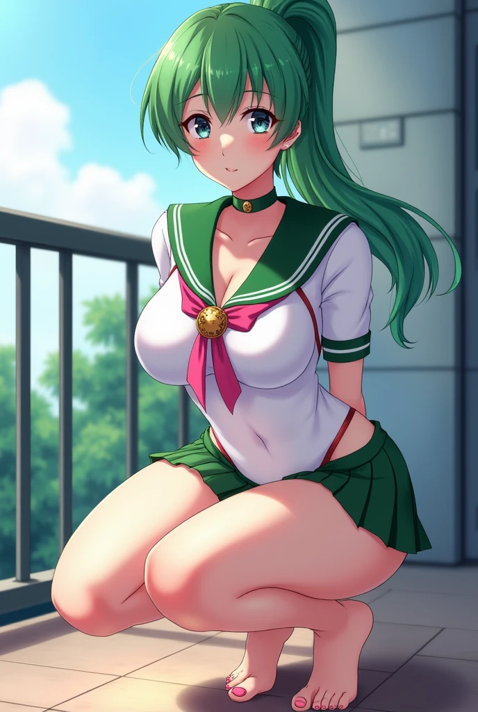 masterpiece, highest quality, High resolution, Absurd, Very detailed, Cute eyes, Wet body:2.0、透明Nipples 木星, Green Eyes, ponytail, tiara, jewelry, Sailor Warrior Uniforms, Green sailor collar, choker, - Elbow hand pockets, White gloves, Pink Ribbon, brooch, White leotard, Green Skirt, Sanding arm for pleated skirts_Crossed, Cowboy Shot, night, Outdoor, moon, smile, city,Nipples、Pussy、Pussyからおしっこ、Pussyから潮吹き、having sex、Blowjobをしている、Sailor Jupiter、Blowjob、tits、Leg spread、Squat、sit
 