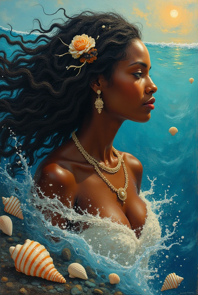 (THE MOST BEAUTIFUL AFRICAN EBONY DARK SKIN GIRL IN THE WORLD),(AFRICAN EBONY GIRL), (AGE 14 YO), (LARGE BREASTS CAN NOT BE VIEWED BY VIEWER), (SEPARATED CLEAVAGE),(CUTE SMILE LIPS PARTIALLY OPEN SEE TEETH), (PIERCING BEAUTIFUL YELLOW VIBRANT EYES),(YELLOW EYES), A model, hyper realistic faces, goddess, she is wearing a beautiful long flowing vivid WHITE dress made entirely of WHITE Sea urchins and anemone tentacles,(VIEW FROM WAIST UP), (VIEW FROM WAIST UP,),(WAIST UP), (EXTREMELY LONG FLOWING BLACK HAIR),highly detailed portrait photography with depth of field, full body swirling ink ink art ral-exposure, subsurface scattering, Photorealistic, Hyperrealistic, analog style, realistic, film photography, soft lighting, heavy shadow