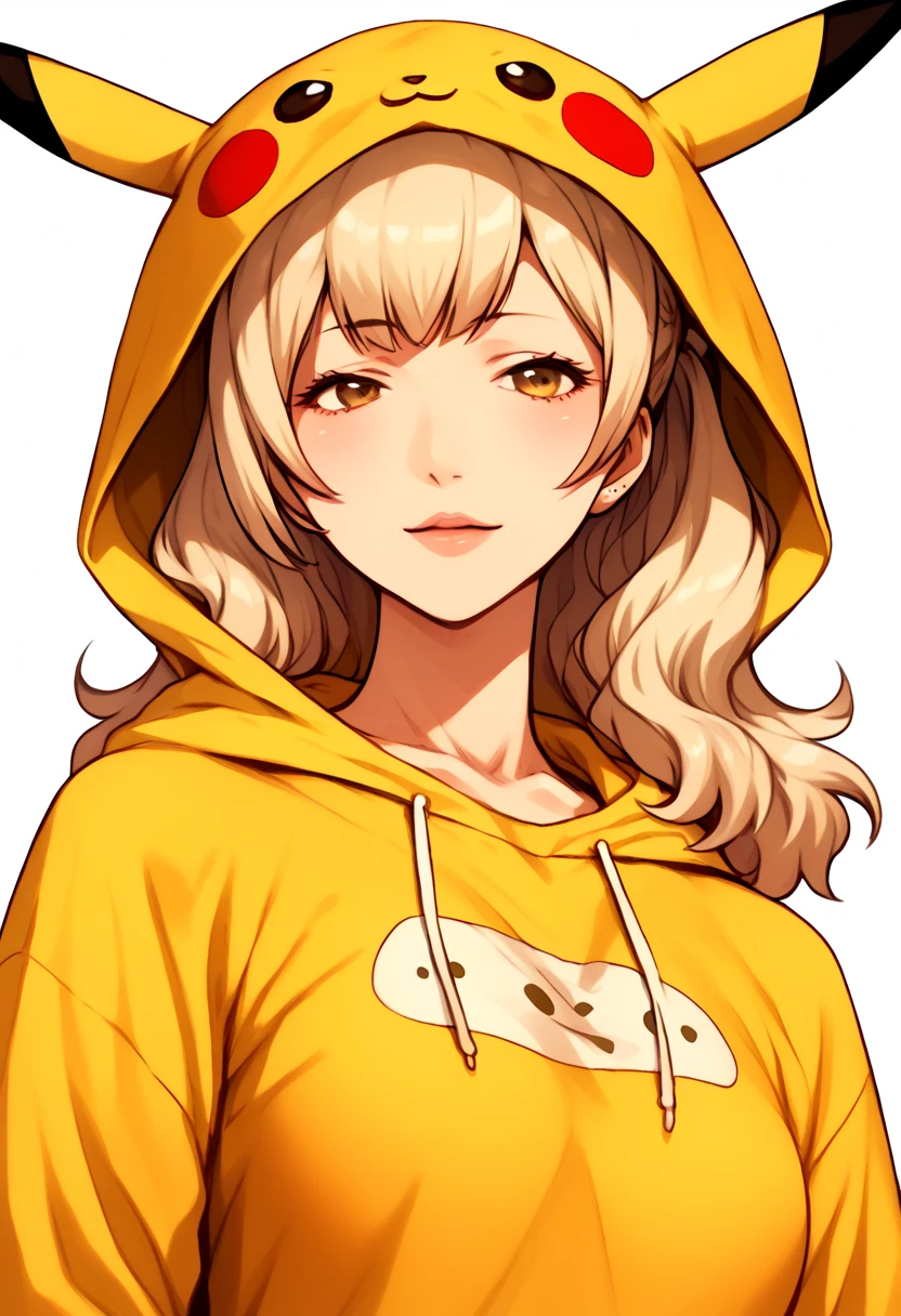 Megumi: Pikachucosplay, Pikachu \(Pikachu\), character print, hood, moletom com hood, yellow sweatshirt,