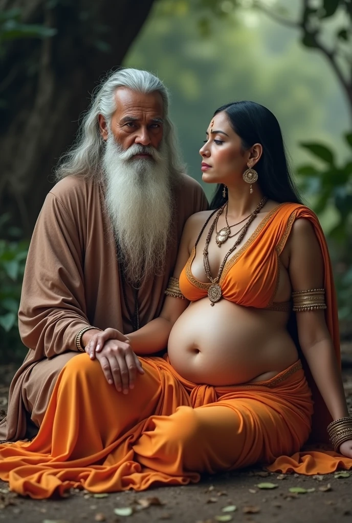 Visual: Cuchumaquic, an older man with a stern air, observe Ixquic, who now has a slight pregnancy belly. The scene is tense, and the father seems to be full of concern as he prepares to inform the Lords of Xibalba.