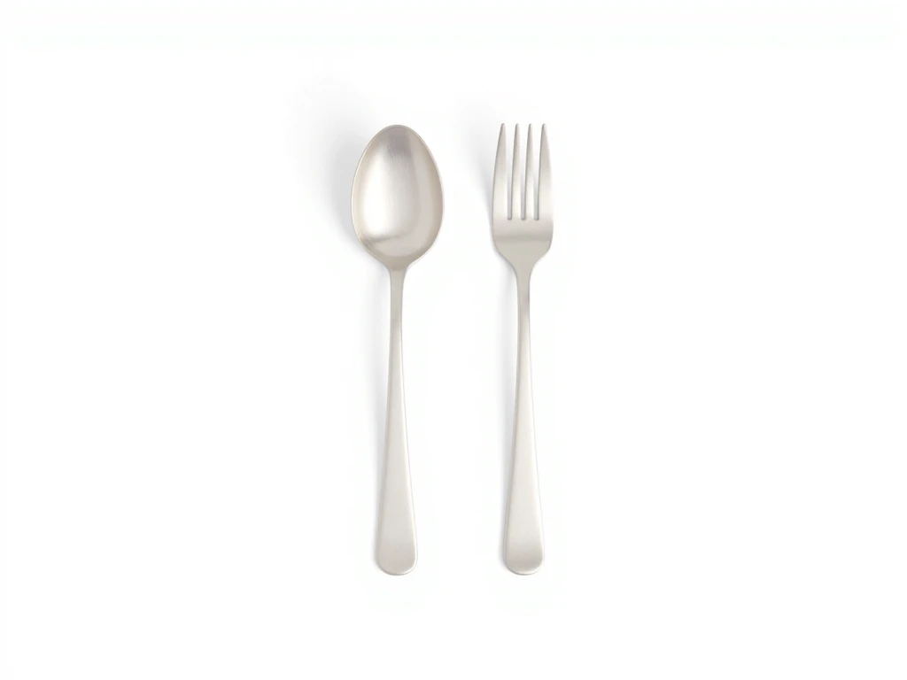 1aluminum spon and fork  white background