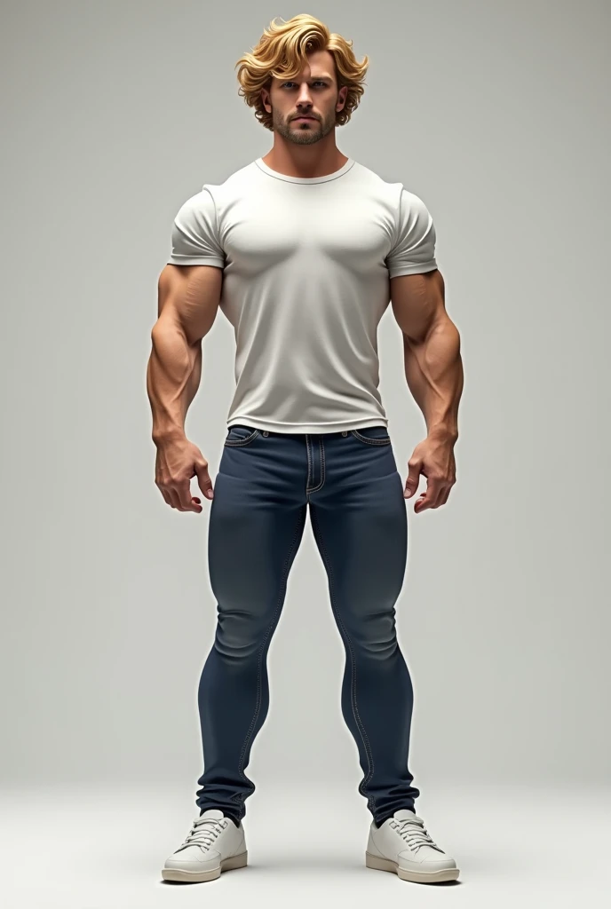 A muscular, broad-shouldered, handsome black-haired man with big muscular legs wearing a gray tight tracksuit stands with his genital area bulging in the tracksuit.