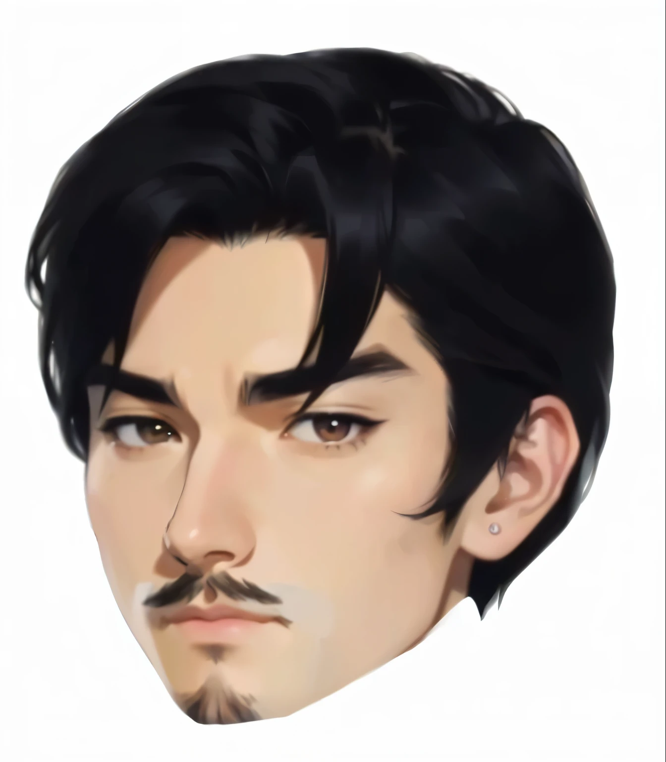 a close up of a person with a mustache on a white background, made with anime painter studio, anime realism style, painted in anime painter studio, semi realistic anime, realistic anime face, anime portrait of a handsome man, realistic anime artstyle, anime handsome man, semirealistic anime style, face anime portrait, high detailed face anime, realistic anime art style