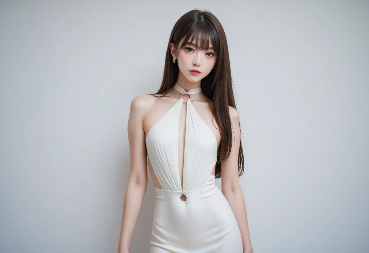 (((Masterpiece, best quality, high resolution, highly detailed CG integrated 8K wallpaper, raw photo, detailed portrait)), (Huge stunning goddess shot, phenomenal beauty, perfect proportions, beautiful body, slim body beauty:1.3), Japanese、( slim belly : 1.2), ( slender and attractive body : 1.22、Feminine physical beauty ), Backless Dress, Multi View,