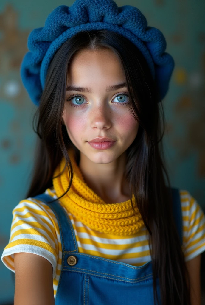 girl wearing a blue hat and scarf, wearing a french beret, wearing a beret, an oversized beret, berets, inspired by Hyacinthe Rigaud, inspired by Violet Fuller, cobalt blue, dark blue beanie, french girl, fedora blue, commercial photo, inspired by Sophia Beale, dress in blue, official product photo, blue clothing