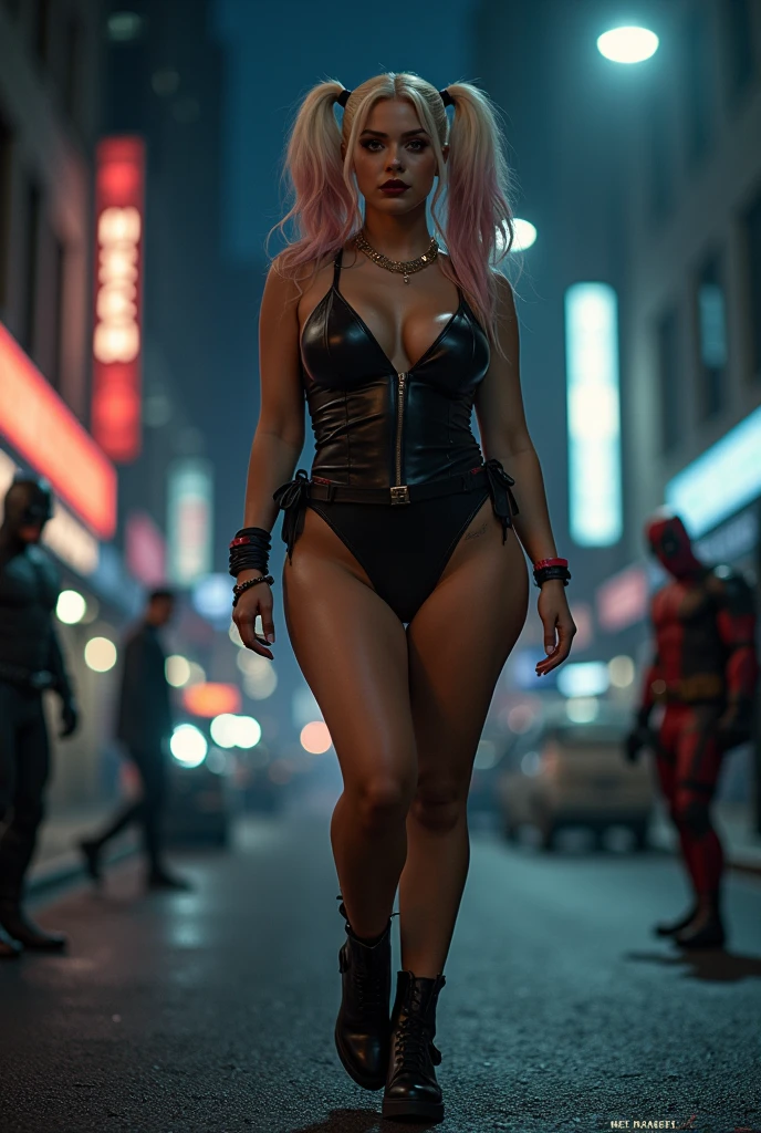 masterpiece, best quality, realistic, 1girl, pink hair, big ass, realistic legs, black lingerie, stockings, stilettos, in full growth