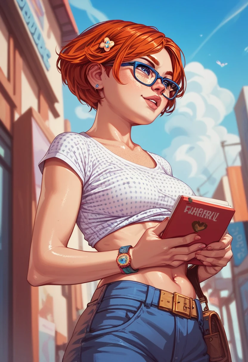 nerdy girl,  short hair, redhead, , parts, 