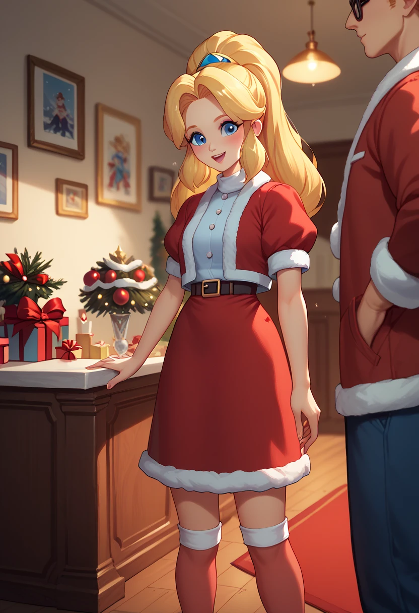 Maria Robotnik , 1 girl,  in a room,  Santa costume