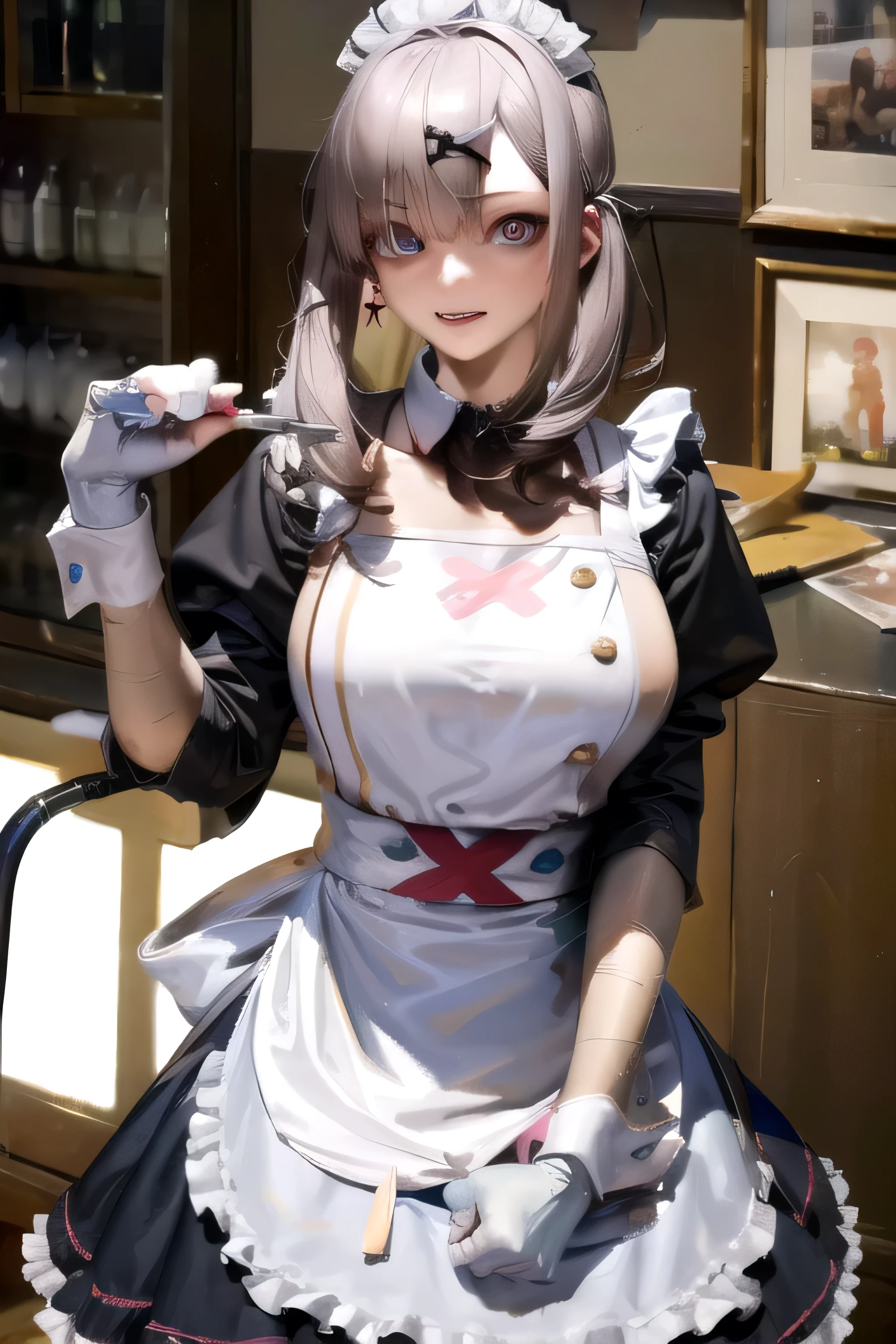 (( top quality )), ((masterpiece)), ( Details),Maid, Cleaning in progress, punch, , Can be assembled