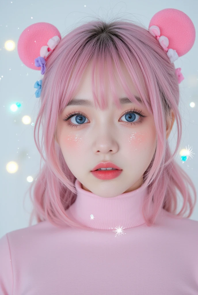 Chibi Girl、angelicales、pinkhair、frontage、kirakira、Glitter background