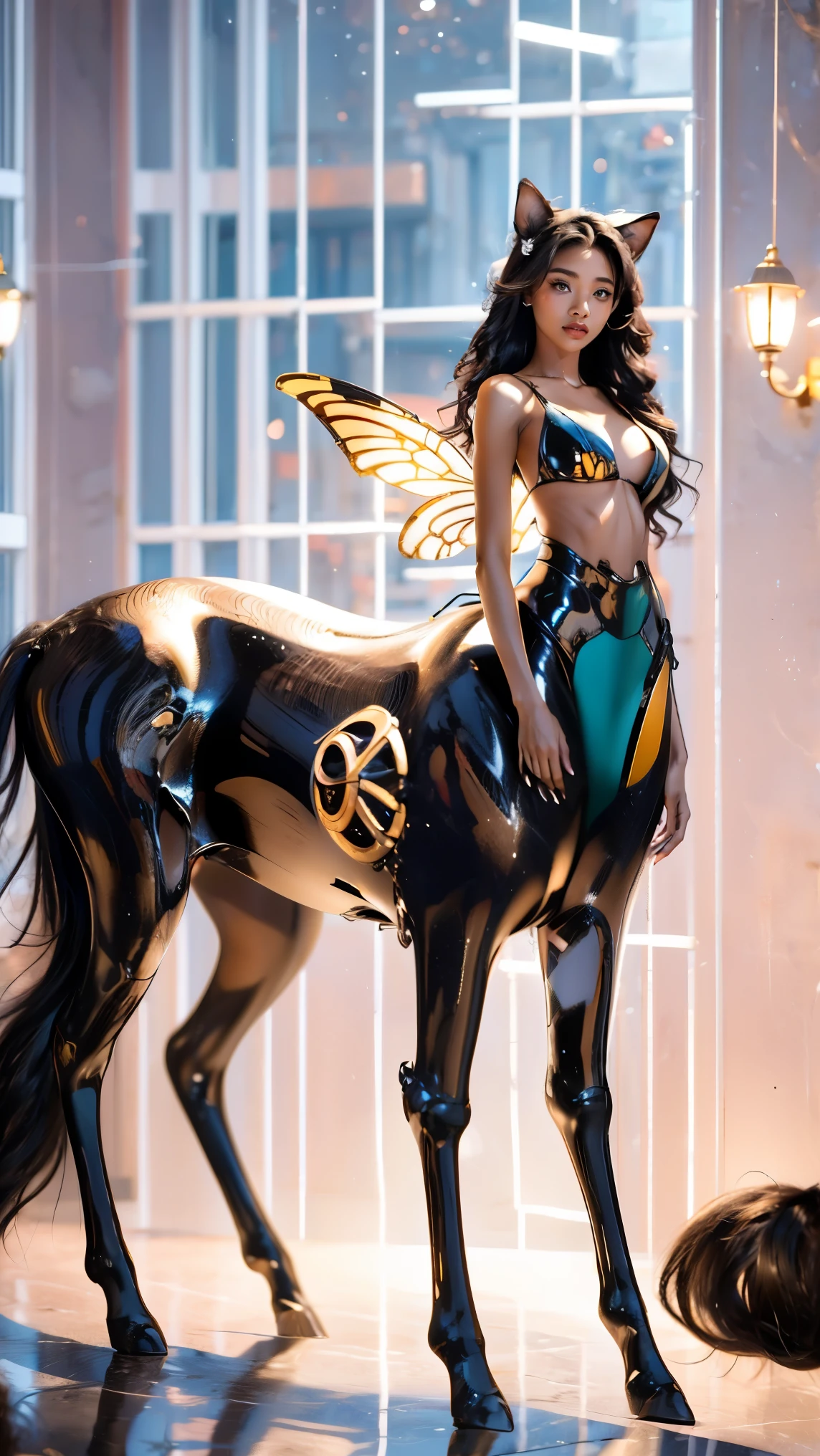 A team of superheroes to create an oversized wide-angle , super depth of field , Beautiful cinematic promotional illustrations with Hollywood master-level designs , Distribute character materials with geometric shapes ,Multi-layer zoom ,Integrated 光线变化, multi-angle capture , Focus on the character's face ,( cybermecha centaur 、Metaphor 、暗藏玄机人物殿堂级的性特征and excellent sexual tension :1.6), world-class rendering , super detailed,Super complex, Super Detailed , details are true ,Super-sharp , super high quality output, bright color , beautiful ancient god Siren 。{( is based on classical aestheticism :1.8), super skill fighting moves , using commercial giant makeup props ,What brings together a team of (grace、pride:1.2) team up,include(人马合一的Cyber机甲半人马,Centaur,Centaur:1.8),and( the charming ancient gods, the mermaid 、Half man, half fish:1.6),and(Cat girl,Cat People, half human half cat ),and( high-energy phoenix girl 、Fire woman、 half human half fire :1.6), and the mini flower fairy (Fairy:1.6),以及粉红的魔tail(Succubus:1.6),wait( more than the five beast girl Furui 1 .5),they(Integrated 、 Perfect Blend 、 precise connection 、 seamless nesting 、 line slender 、 appearance incorporating mythological, legendary, and monster features、tail、Tentacles、Wings、Feather、scale、nail、hoof、Anti-Joint 、Arthropod、fur、Chitin 、Pattern、Tattoo、华丽装饰wait外观特征:2), superheroes with (Beauty:1.5)、Tear mole、( compression of gravity, a large bag with an oversized curve, full, super huge jelly chest:1.6)、收窄的肋骨and肩、Vacuum belly、 rough、 ultra-long hips and legs 、 long body ,Standardized ergonomics 、 Physiological Perfection、 Medical Beauty Skin 、 Mysterious and fragrant organs }。场景内include职业为女性的:( Cthulhu folklorist 、Explorer、warrior、Clergy、scholar、wizard、 superhouse 、emperor、Angel、immortal、妖魔wait)。 a variety of superb martial arts ,加入中式玄幻and西方奇幻wait多种幻想元素的装备and服饰,包含有中西方多种古典and潮服融合的超级服装,诸多幻想and科技融合的特种装备, Blurred ultra-giant Oriental classical idols passing through the atmosphere 。 partner combination 、interactive、Innocence、Neon、 multiple color light 、Fire、 ultimate color control 、Fun、 Surrealism、Cyber、Prize-winning entries 、、 inspirational idea 、 Clean Picture 、Reality、 settlement screen 、Chinese Comics、AAA Games、The invisible light code passed the 。( cybermecha centaur 、Metaphor 、 concentrated computing power metaphor using camera language 、 excellent sexual tension :1.6)。