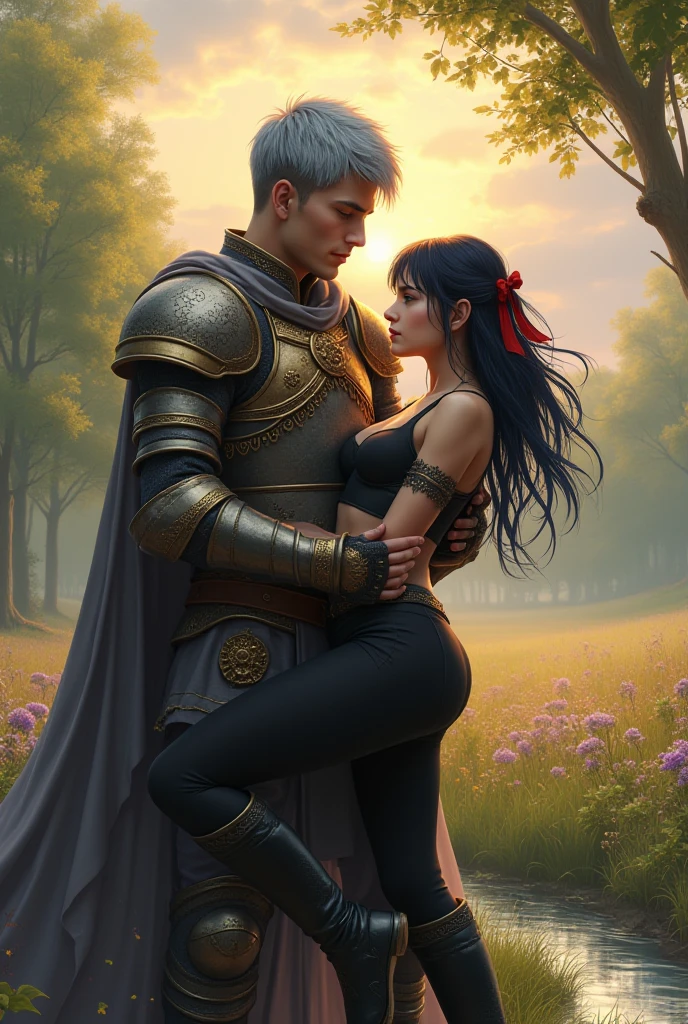 Guts kissing casca under a tree while holding her in to his arms