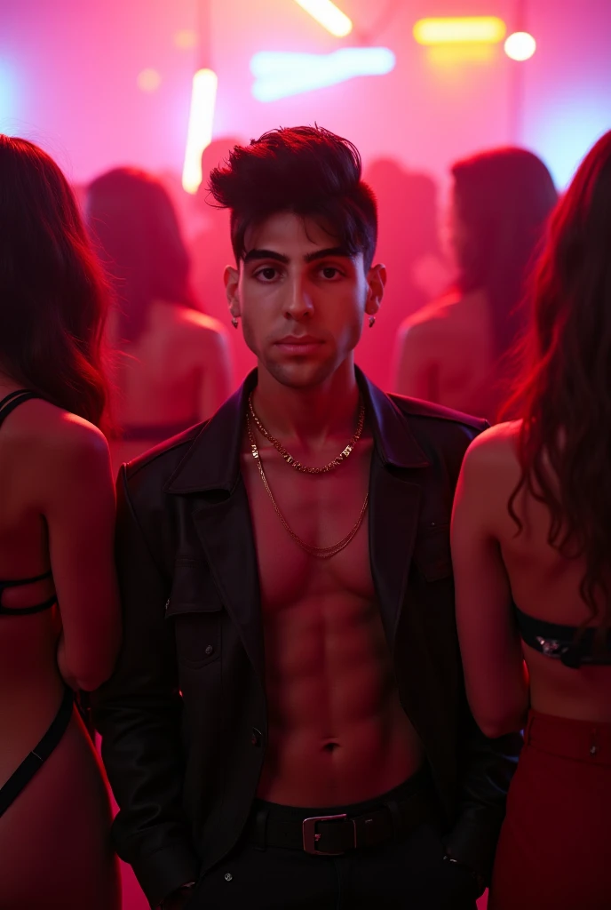 Zayn Malik in a futuristic torture machine wearing satin shorts