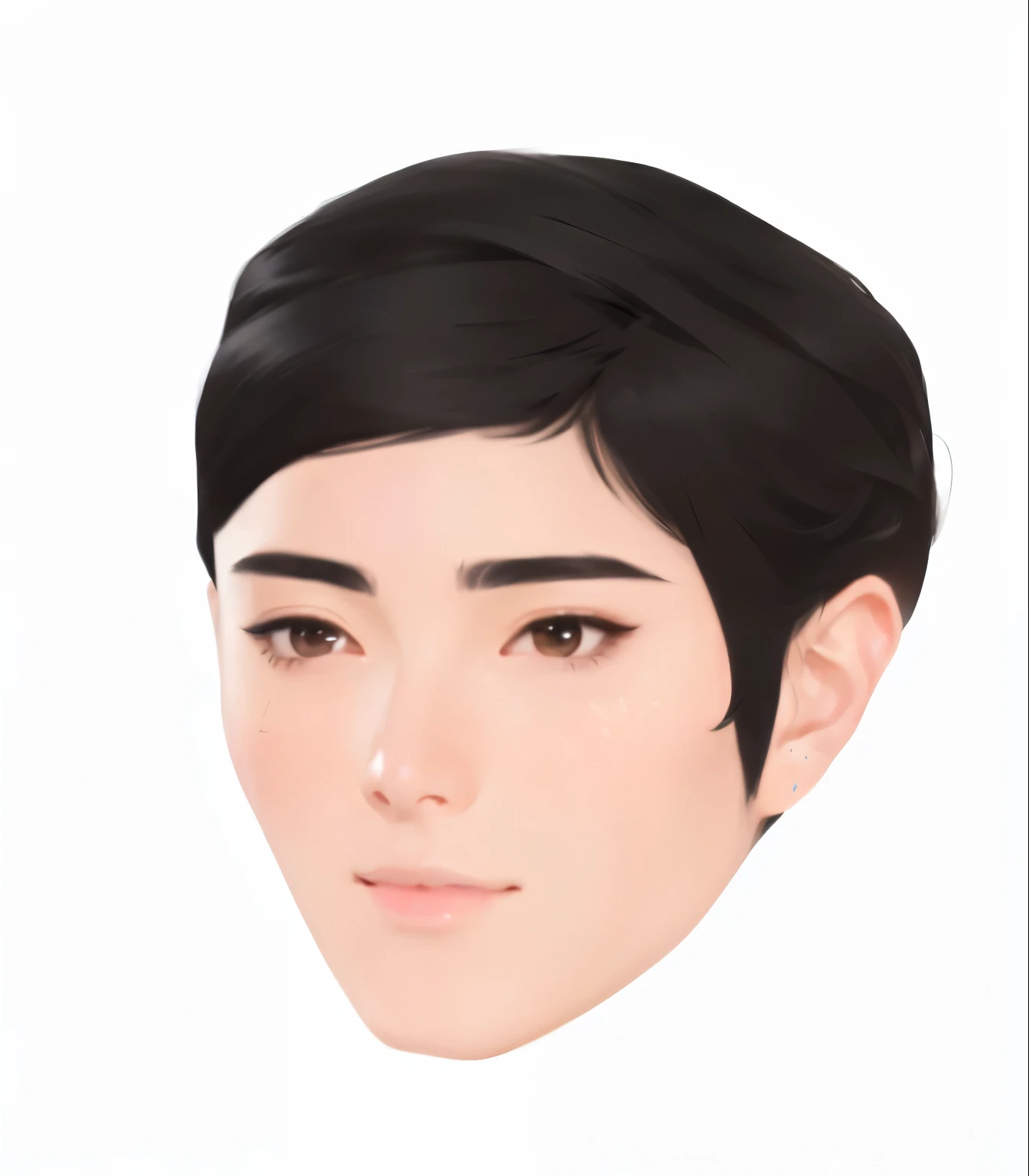 a close up of a person with a black hair and a face, highly_detailed_face!!!, telegram sticker, live2d virtual youtuber model, single realistic face, semi realistic anime, real detailed face, rotoscoped, very high quality face, face very realistic, with round face, detailed unblurred face, realistically rendered face, accurate detailed face