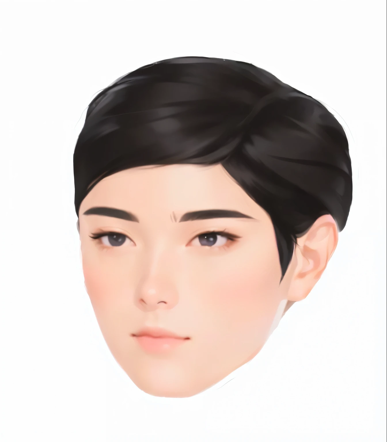 a close up of a person with a black hair and a face, highly_detailed_face!!!, live2d virtual youtuber model, telegram sticker, rotoscoped, single realistic face, with round face, 2d portrait, realistically rendered face, real detailed face, detailed unblurred face, 2 d sprite, digital 2d drawing, face very realistic