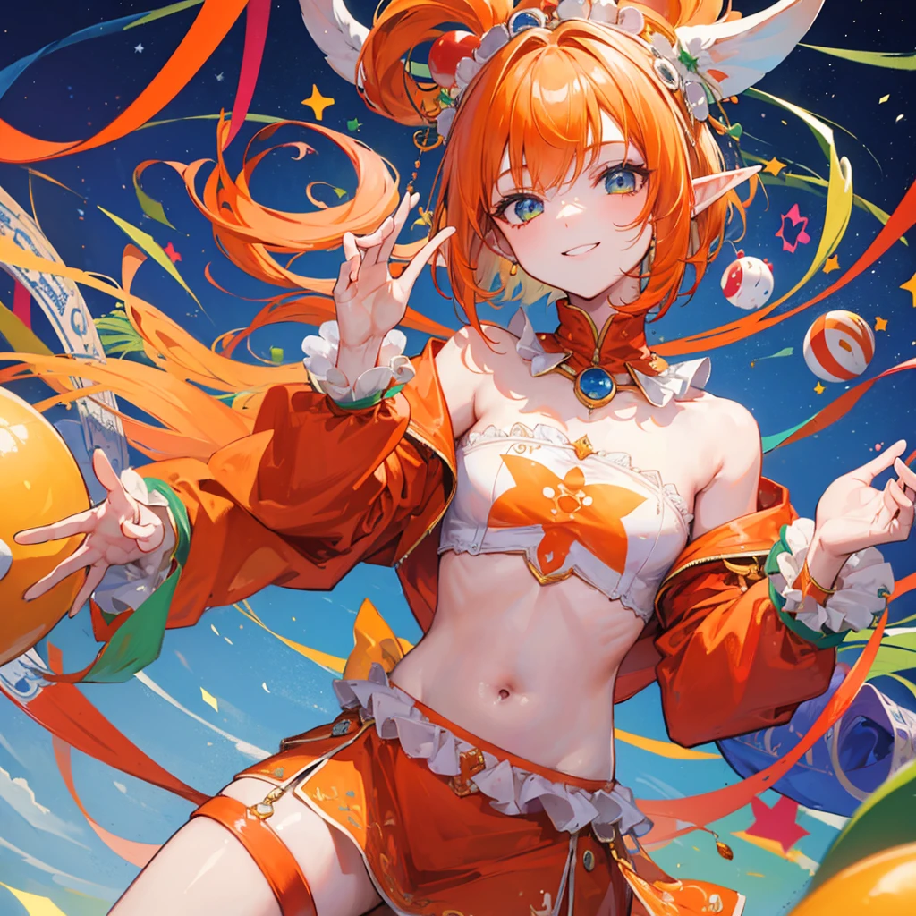 Joyful girl,Orange Hair,Glamorous costumes,8-year-old girl