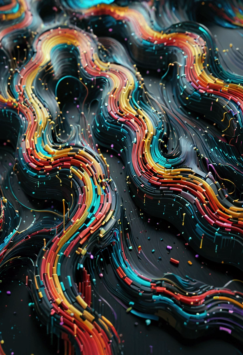 
a close up of a graphic of a sound wave with a lot of different colors, abstract art representing data, sound waves, sound wave, on floor perspective, 4k detailed digital art, digital artwork 4 k, wave frequencies, bass sound waves on circuitry, background artwork, particle waves, 4k highly detailed digital art, flashy modern background, multicolored vector art, abstract tech