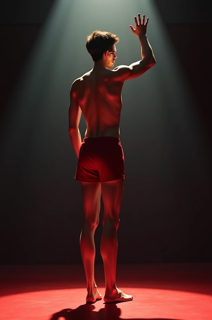 1boy、Photo Quality、Cute handsome man、Mash Hair、Japanese male, 、Completely naked、Full nudity、erection、Huge penis、Highest quality、Realistic、beautiful、On stage、A large audience、Back view