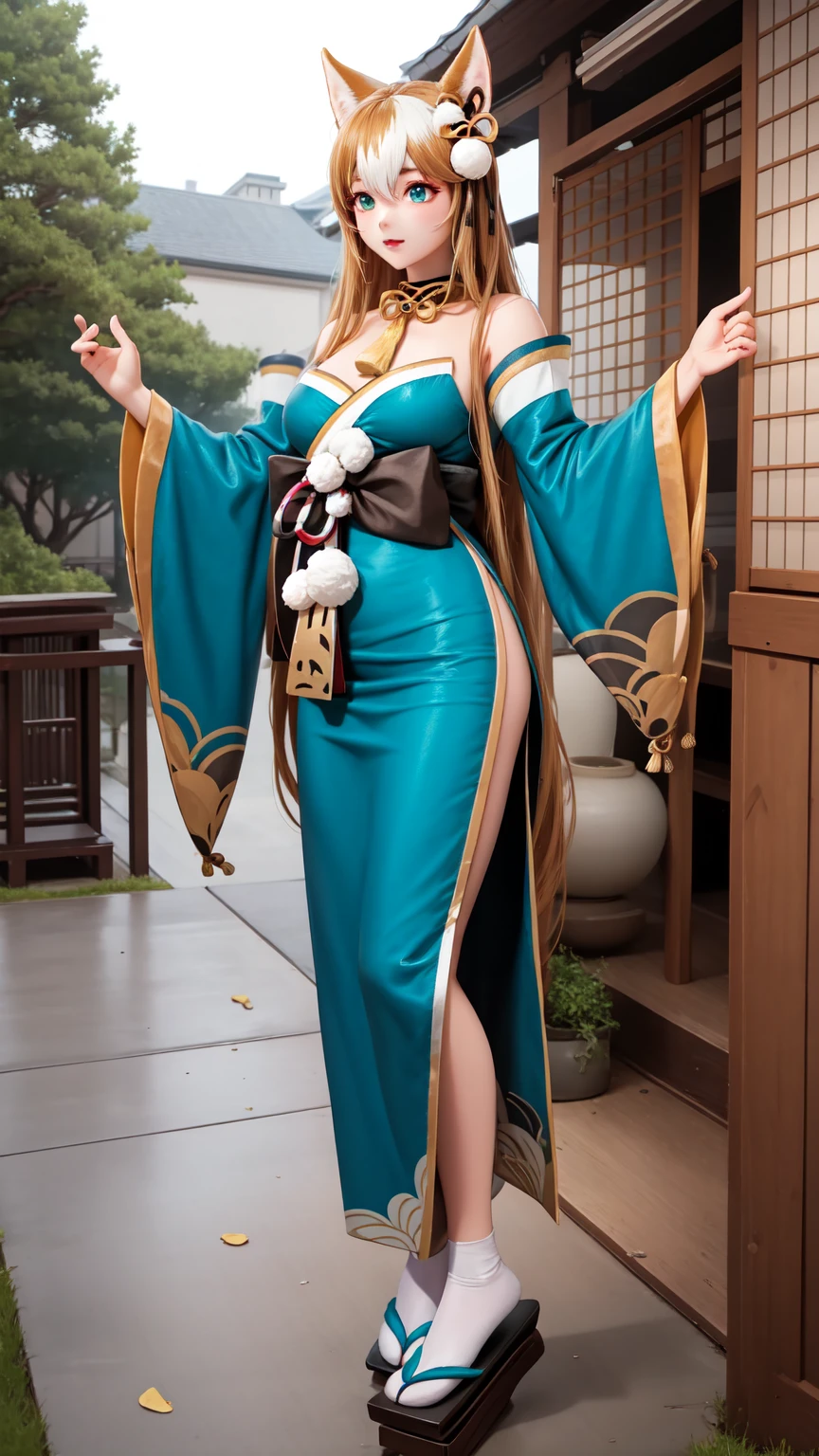 Muscular girl, long blonde hair, devil figure, (huge and amazingly large breasts), (Chinese Hanfu costume), pose in action