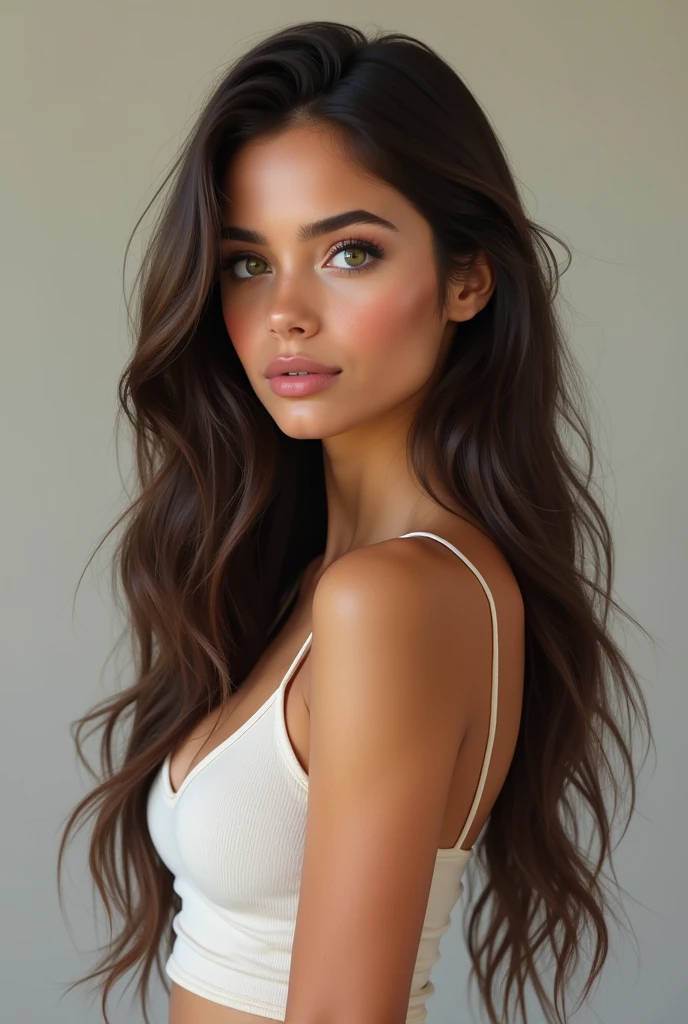 a close up of a woman with long encaracolado hair posing for a picture, encaracolado haired, encaracolado, long encaracolado hair, Retrato de Sophie Mudd, long dark encaracolado hair, long black encaracolado hair, long wild black encaracolado hair, encaracolado long hair, quanto, encaracolado hair, fair encaracolado hair, long encaracolado hair intricate, encaracolado middle part haircut, black encaracolado hair