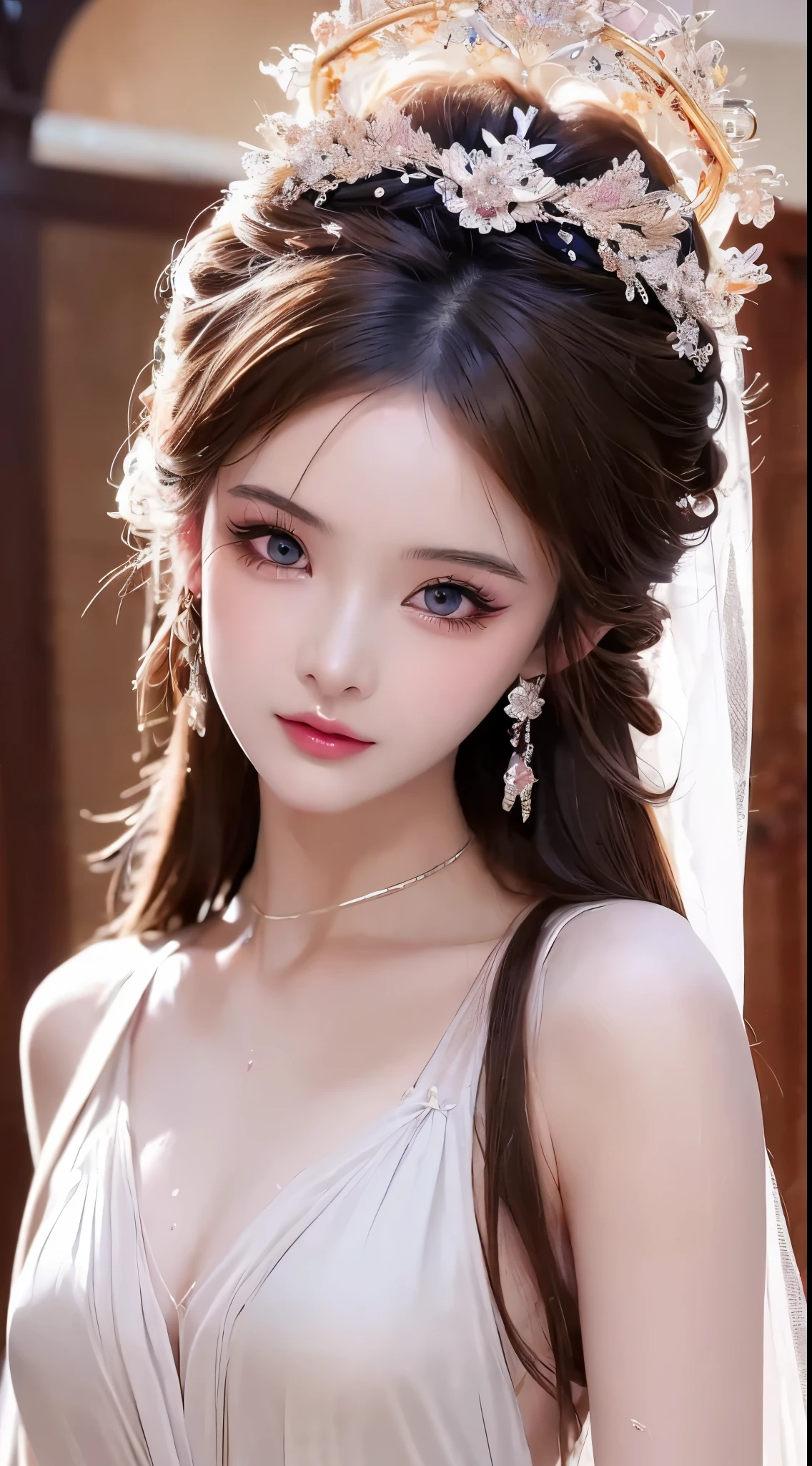 8k ultra hd, mastermiece, a girl, good face, detailed, eyes, beautiful lips, very hong hair, spreading hair, medium breasts, wedding dress, black dress, in the park, flying birds, blowing winds, clear weather, sitting, whole body capture,