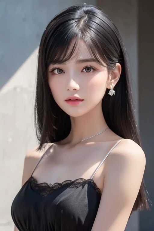 best quality, masterpiece, 1 girl, beautiful face, (photo photo:1.3), edge lighting, (high detail skin:1.2), 8k ultra hd, dslr camera, high quality, high resolution, 4k, 8k, bokeh, ridiculous, best ratio four fingers and one thumb, (realistic:1.3), cute 1girl, wearing black suspenders, medium breasts, short skirt,