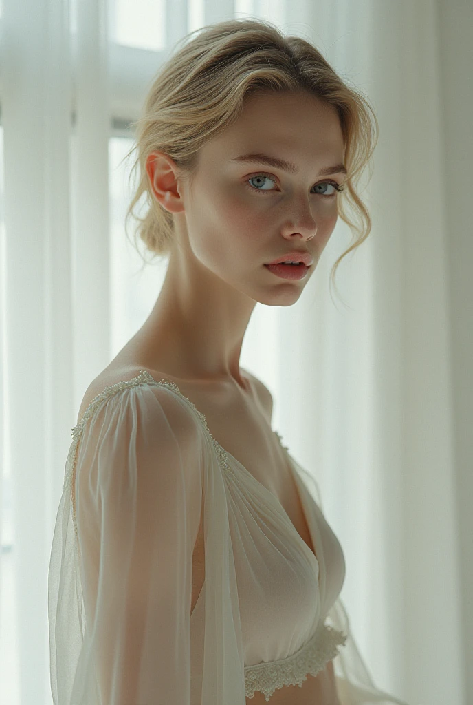 Full body view of A white girl, nude