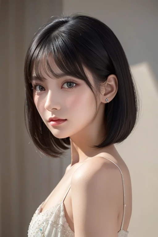   black hair,    vintage  ,   feminine, 8k, masterpiece,top quality , Excellent details) , (  high chroma, Best Shadow, The best light, Very delicate bleaching) Dark style