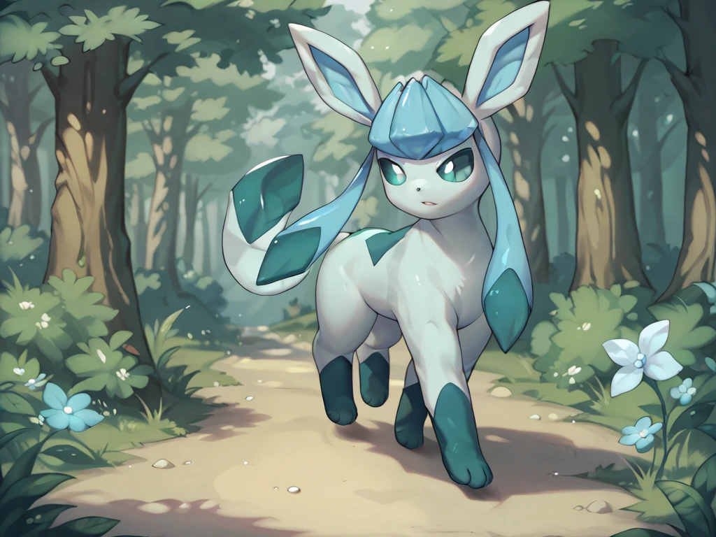 check_9, check_8_They, check_7_They, from the author:   Zinfyu, feral, glaceon,  blue sclera , White eyes,  wide hips,  nighttime , the forest, walking along the path 