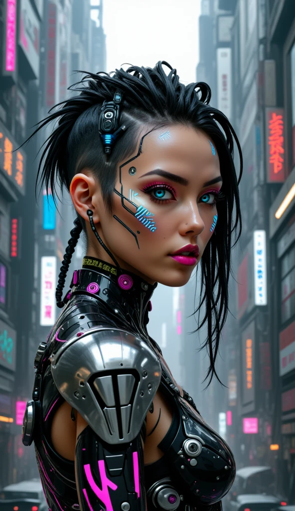 a woman, cyberpunk,  