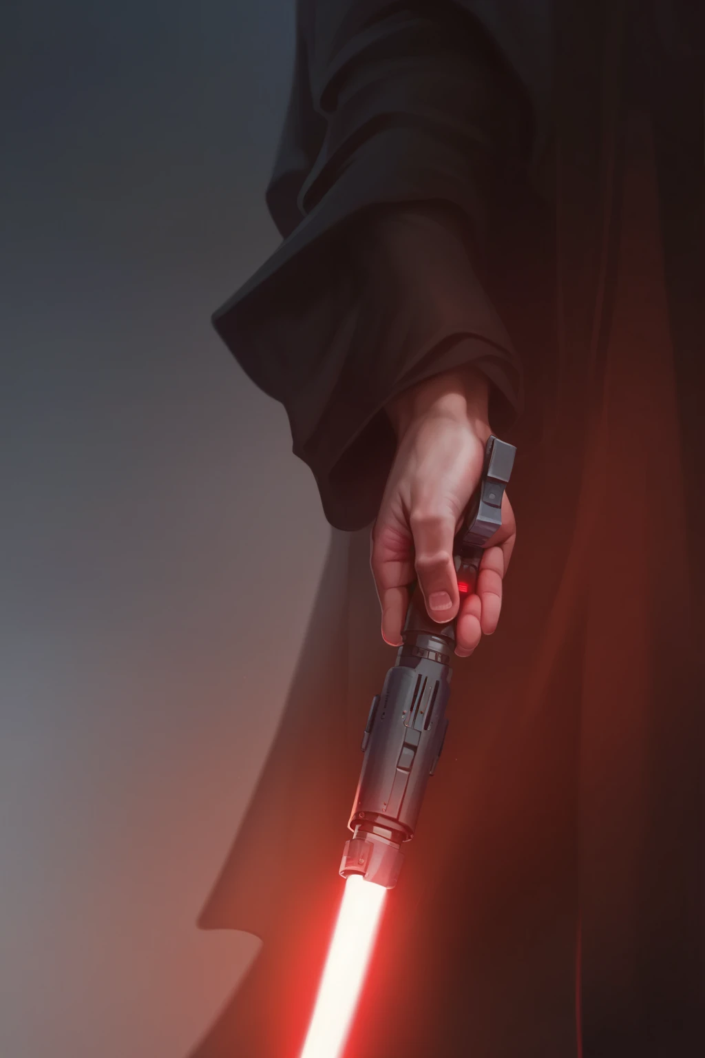 score_9, score_8_up, score_7_up, Star wars, A New Hope, cinematic, (highest detail, HD, hi-res, masterpiece:1.2), perfect hand, lightsaber, red glow, sith lightsaber, dynamic light, stunning detail