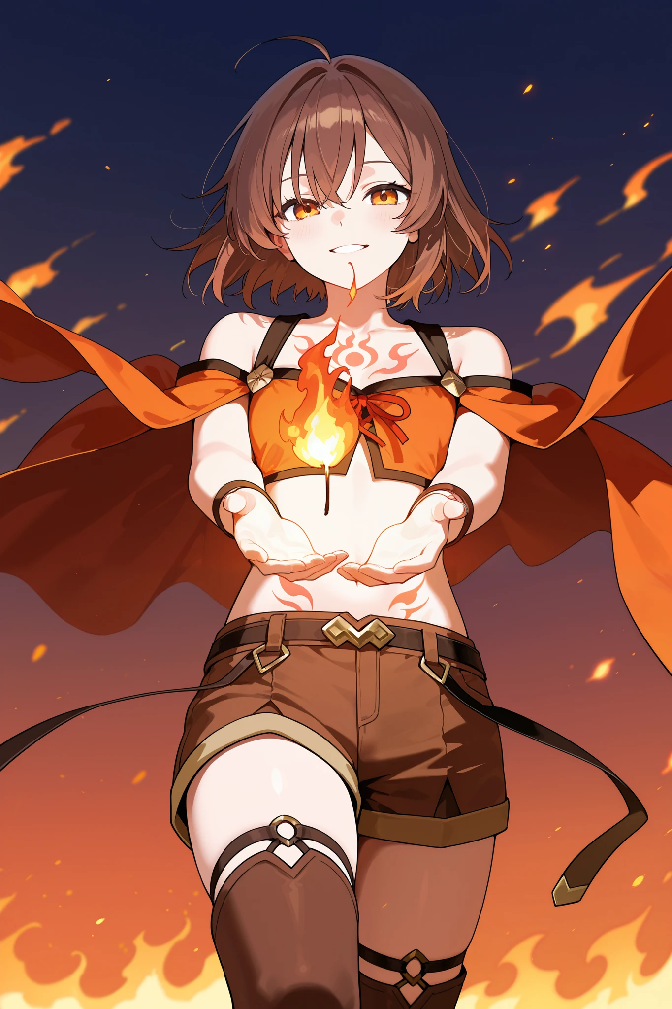 undertale,chara,solo person,shadowing,Grinning,red - eyed,Sick,morden,Cold-blooded killer,Green hoodie,exposing her chest,brown shorts,holding dagger,stocklings,Full body standing painting,with short brown hair,Be red in the face,Hand repair,the detail,k hd,Gold love heart necklace,Close to the original,illustration,CG,anime big breast,quadratic element(Optimal image quality,tmasterpiece,sexual appetite)