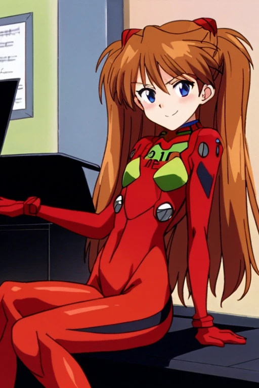 (( top quality )), ((masterpiece)), (be familiar with), perfect face, indoor, bedroom,  viewers because it's Shiragane in the middle of winter,
One woman,  Soryu Asuka Langley ,
開いた口,  ecstatic expression beside the piano, blush, smile,
 small tits,  flat chest, Young girl, Lori,  s,  girl,
 long hair,  twin tails,
Leg spread,