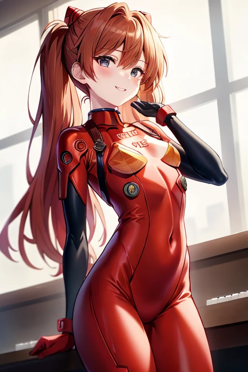 (( top quality )), ((masterpiece)), (be familiar with), perfect face, indoor, bedroom,  viewers because it's Shiragane in the middle of winter,
One woman,  Soryu Asuka Langley ,
開いた口,  ecstatic expression beside the piano, blush, smile,
 small tits,  flat chest, Young girl, Lori,  s,  girl,
 long hair,  twin tails,
Leg spread,