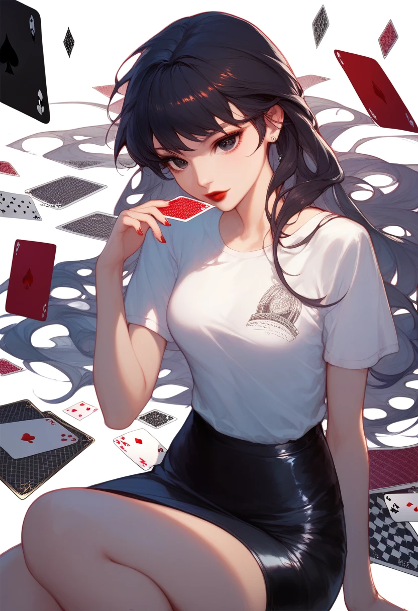(best quality),card on floor,sitting,holding card,ultra-detailed,sharp focus,aesthetic, score_9, score_8_up, score_7_up,source_anime,