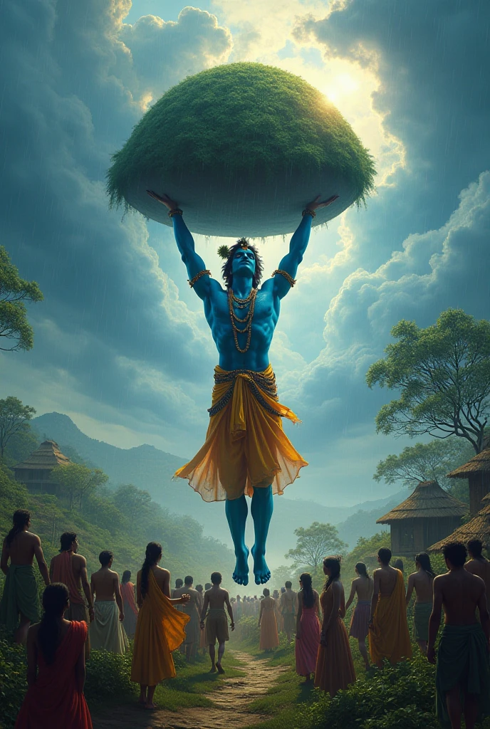 Shree krishna lifting the mountain