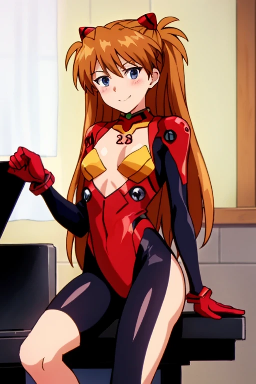 (( top quality )), ((masterpiece)), (be familiar with), perfect face, indoor, bedroom,  viewers because it's Shiragane in the middle of winter,
One woman,  Soryu Asuka Langley ,
開いた口,  ecstatic expression beside the piano, blush, smile,
 small tits,  flat chest, Young girl, Lori,  s,  girl,
 long hair,  twin tails,
Leg spread,