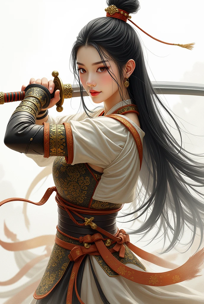 tmasterpiece,Best quality,フォトリアリスティック,1个Giant Breast Girl,with sword,High and high,Slim figure,heroic look,fully body photo,