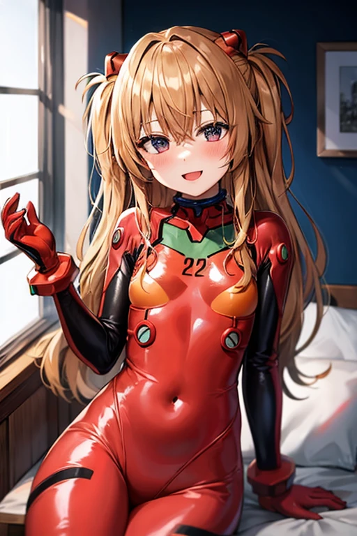 (( top quality )), ((masterpiece)), (be familiar with), perfect face, indoor, bedroom,  viewers because it's Shiragane in the middle of winter,
One woman,  Soryu Asuka Langley ,
開いた口,  ecstatic expression beside the piano, blush, smile,
 small tits,  flat chest, Young girl, Lori,  s,  girl,
 long hair,  twin tails,
Leg spread,