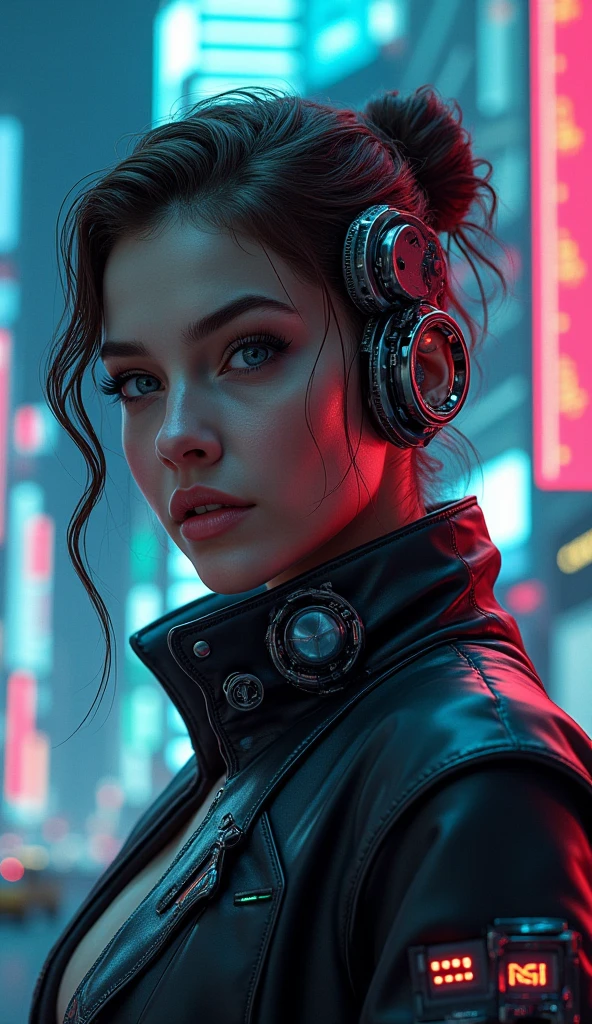 a woman, cyberpunk,  