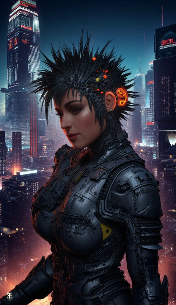 a woman, cyberpunk,  