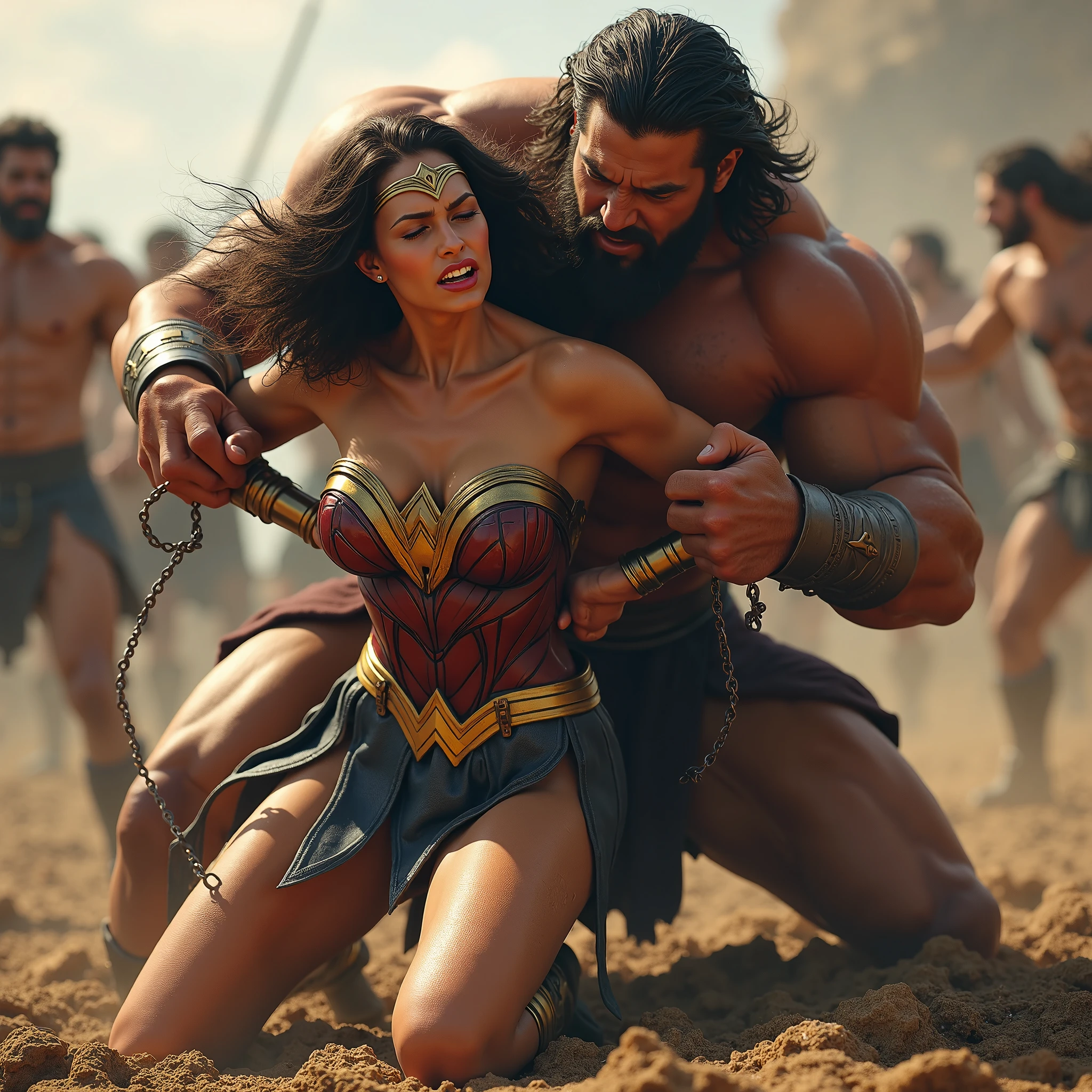Respect in the Rubble: Following their epic duel, Thor and Wonder Woman, both worn out and with mutual respect, stand amidst the wreckage of their battle. They repair the land and part ways with newfound camaraderie. Describe their conversation and the restoration of the battlefield.