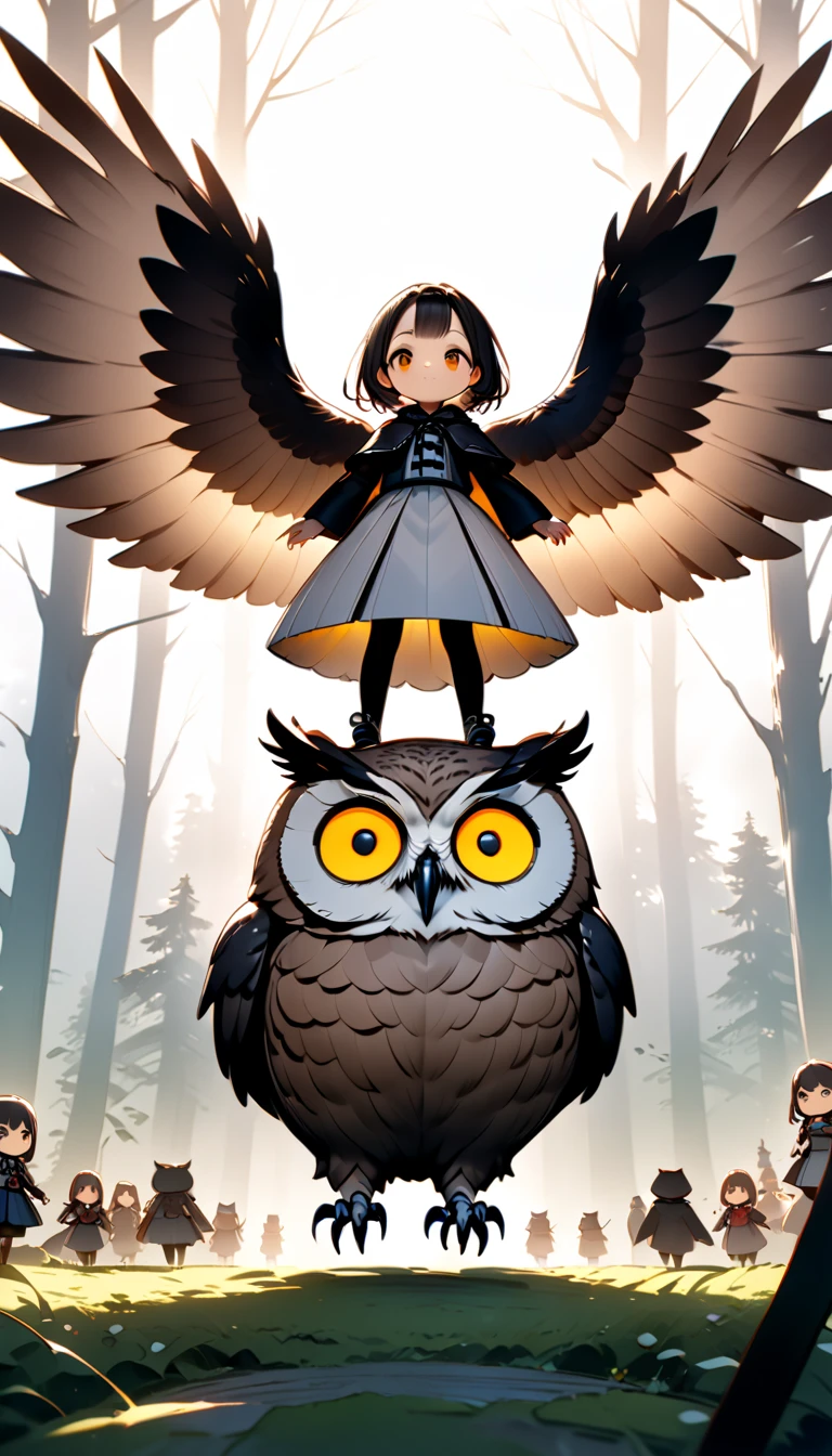  GIRL RIDING A GIANT OWL , Hzk,   Ultra Miniature Girl  , 