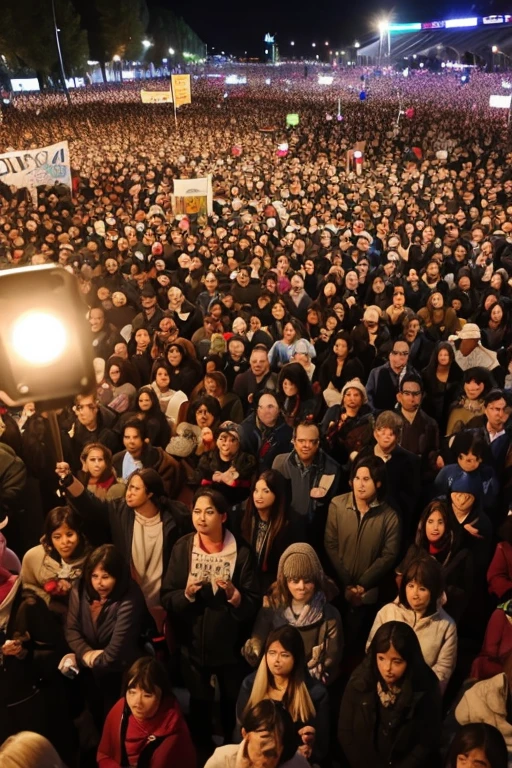 Spanish men and women in a public square, focus on the characters' faces.