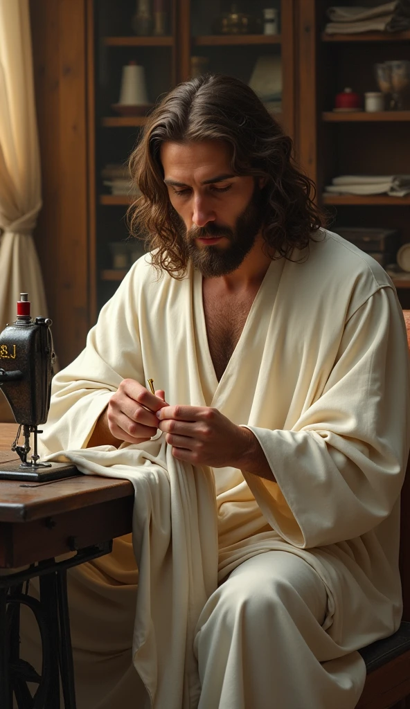 A church pastor reading a golden Bible in front of a window with colored church glass, the pastor wears white Tommy Hilfiger underwear, he has short black hair and a short beard, the shepherd has hairy legs and a thin abdomen, wearing a shepherd's cassock.